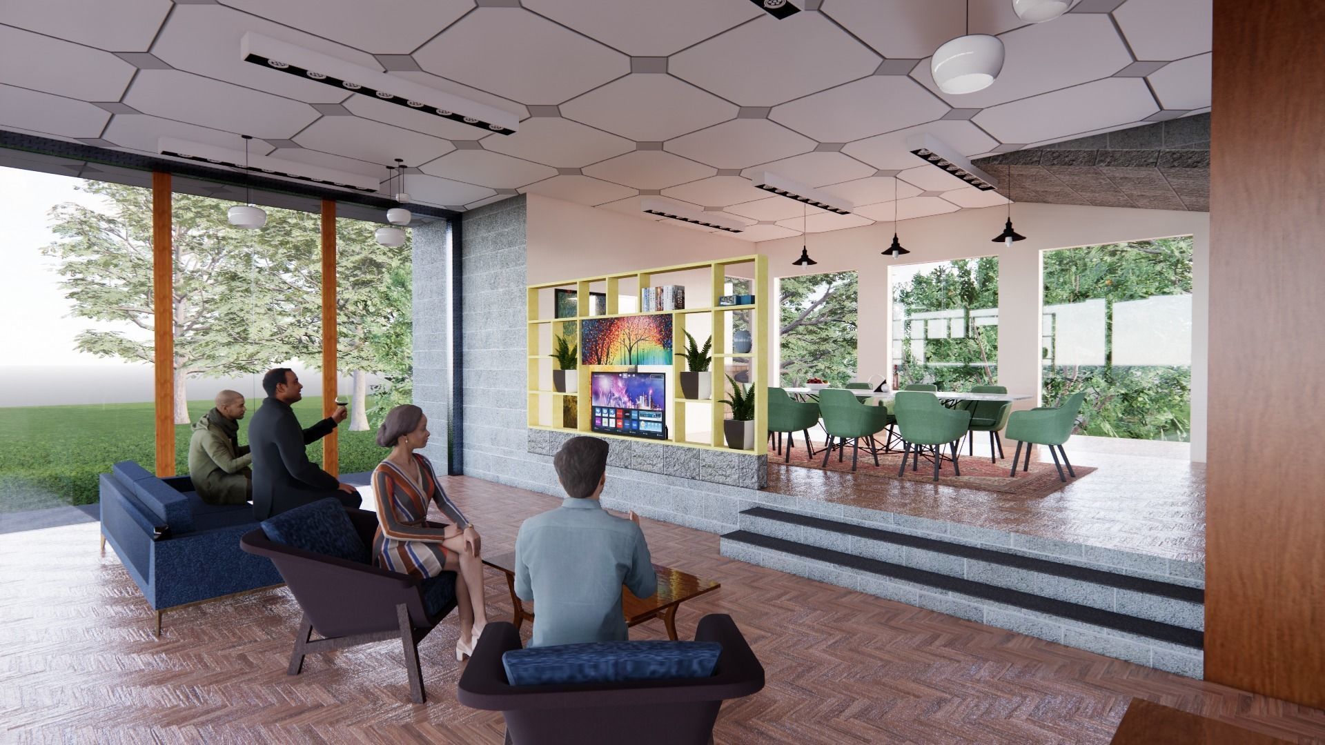 Farmhouse exterior of modern house 3D model_4