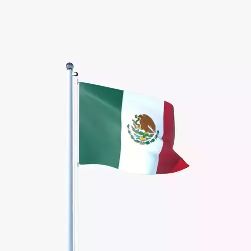 Animated Flag of Mexico Low-poly 3D model