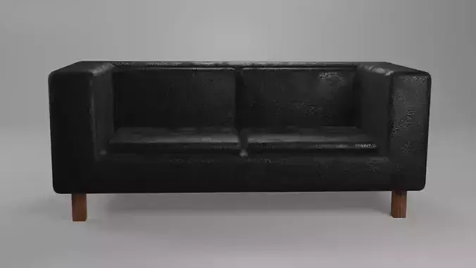 Lowpoly Couch leather sofa with wooden legs