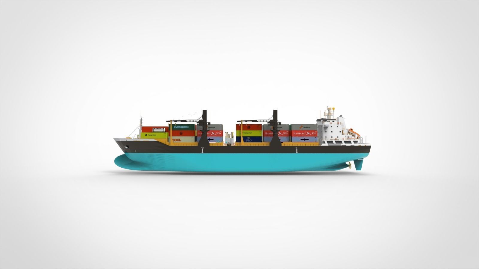Container Ship blue 3D model_1