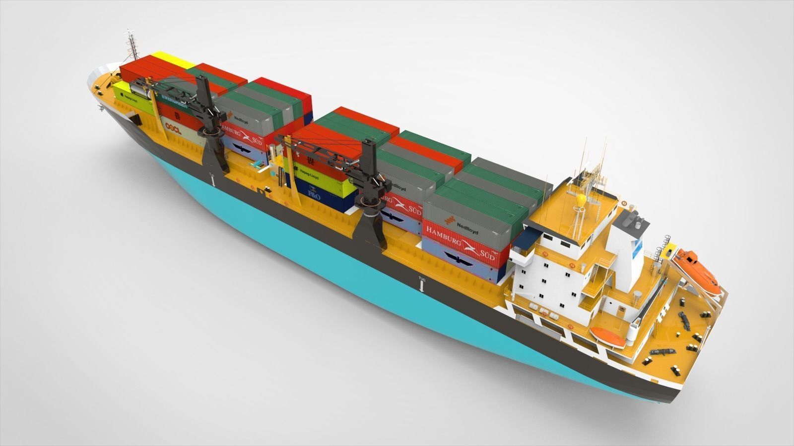 Container Ship blue 3D model_10