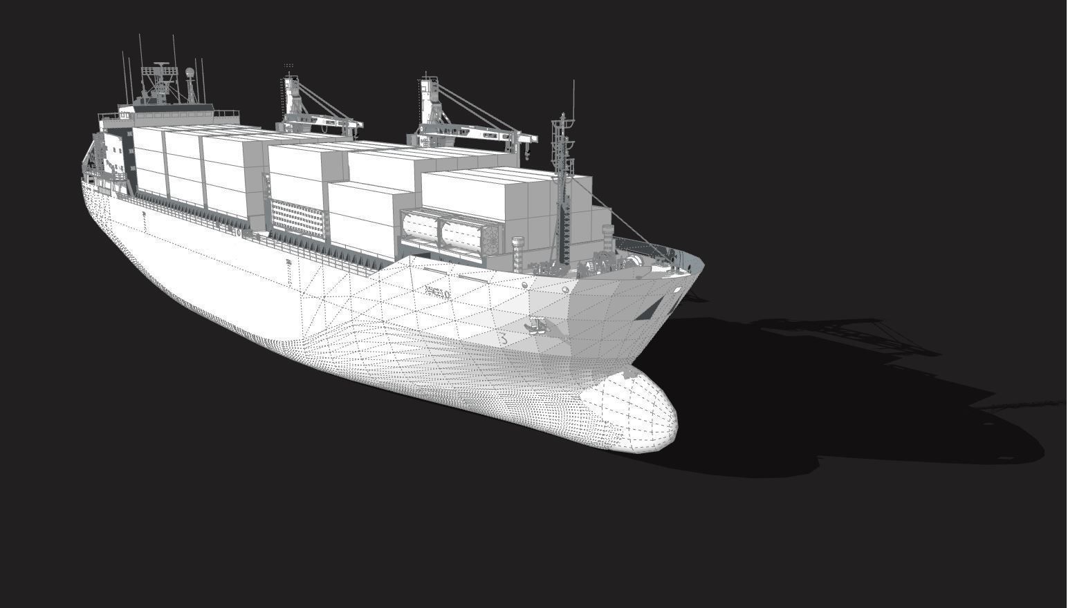 Container Ship blue 3D model_2