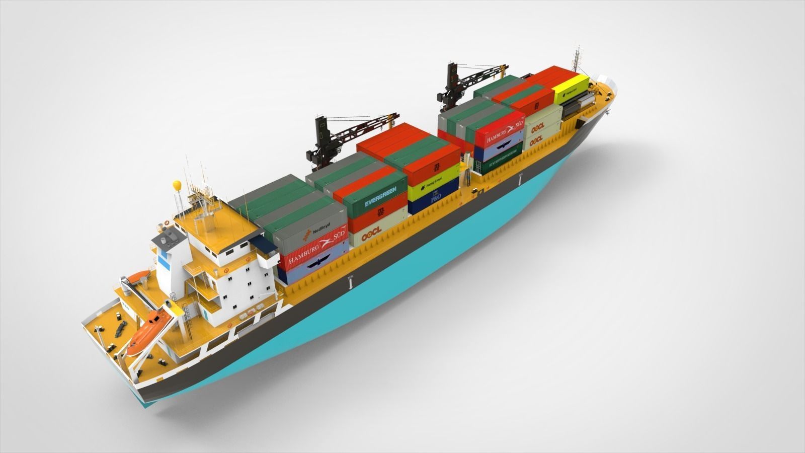Container Ship blue 3D model_9
