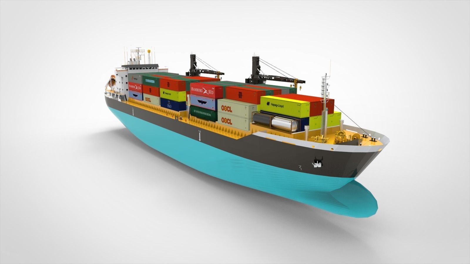 Container Ship blue 3D model_7