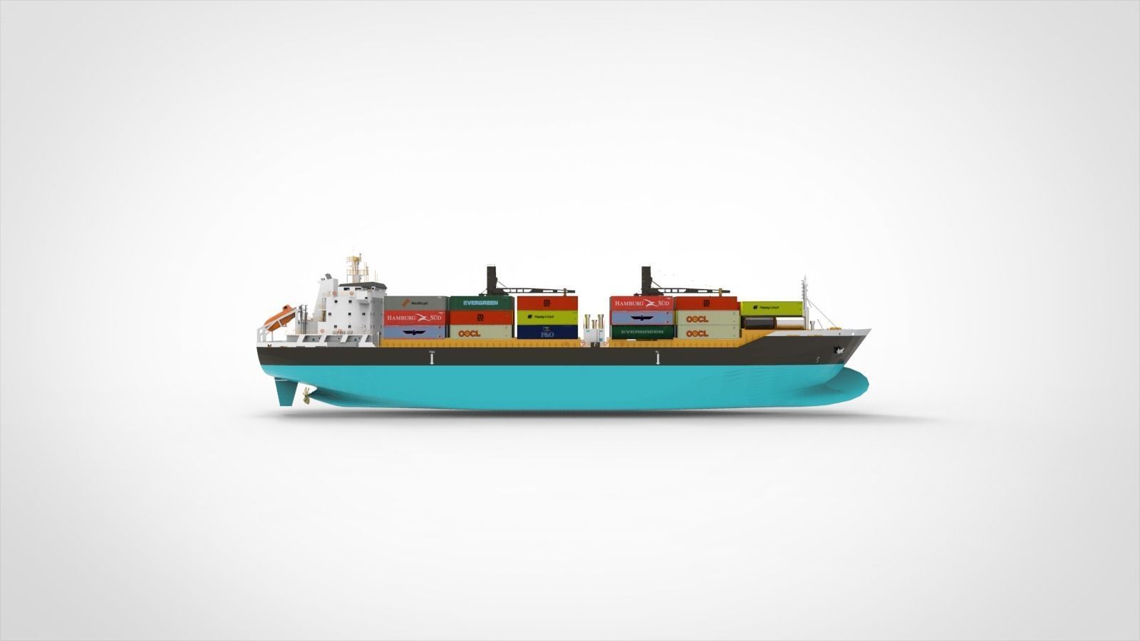 Container Ship blue 3D model_3