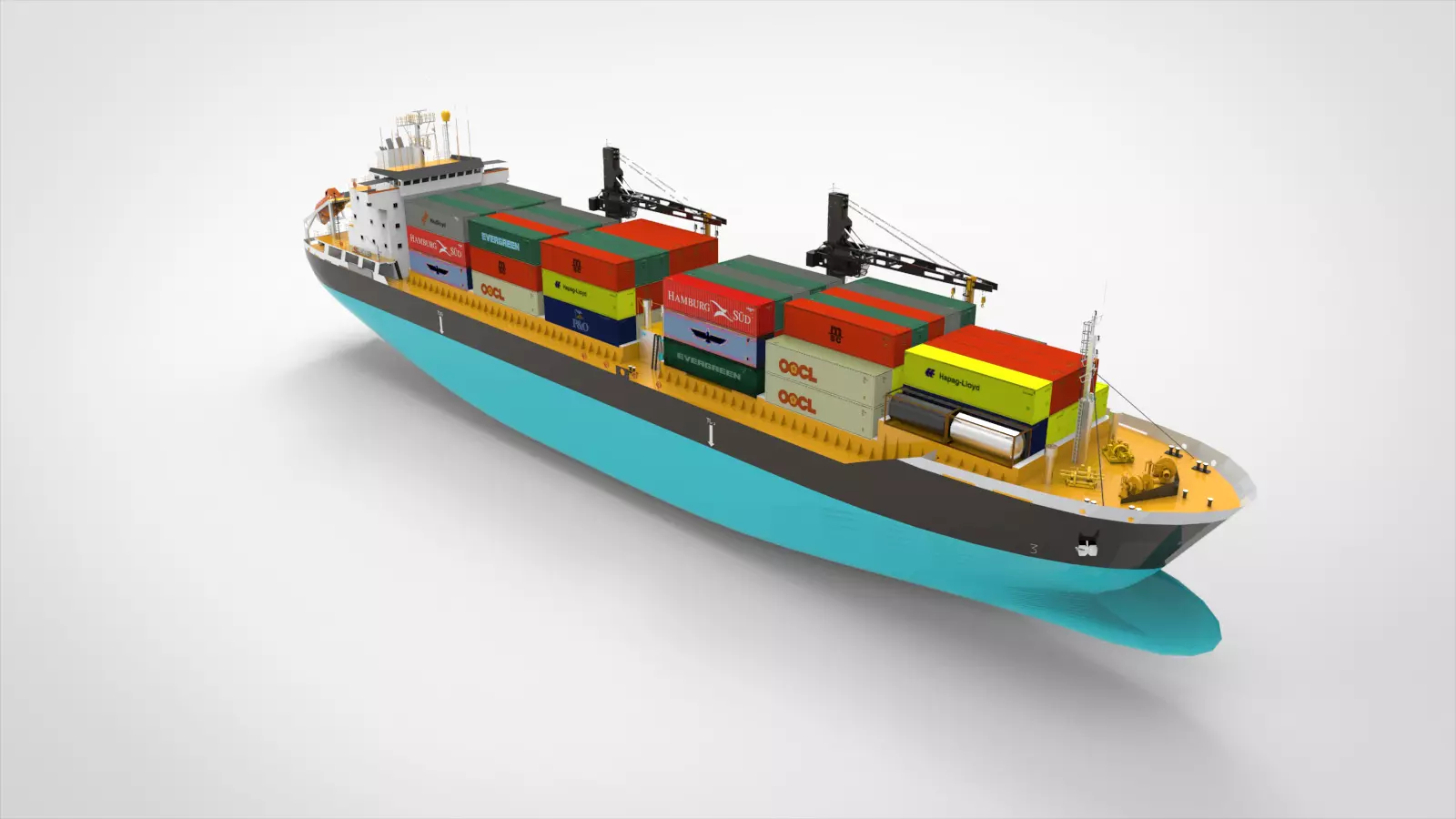 Container Ship blue 3D model_0