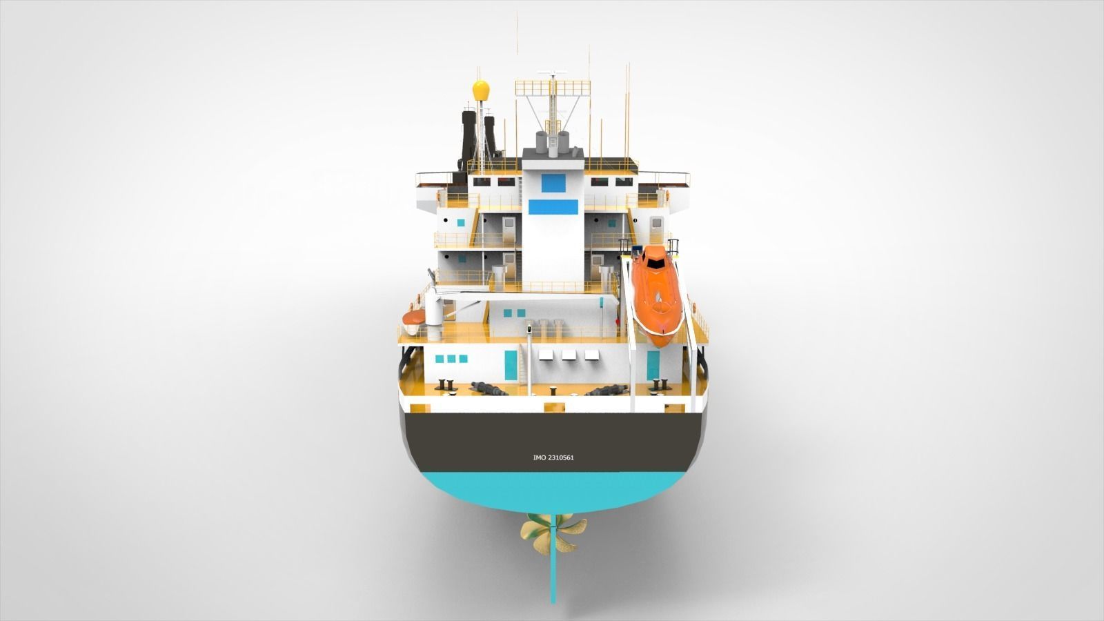 Container Ship blue 3D model_4