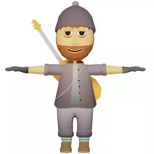 Cartoon Character Man Homeless Free low-poly 3D model