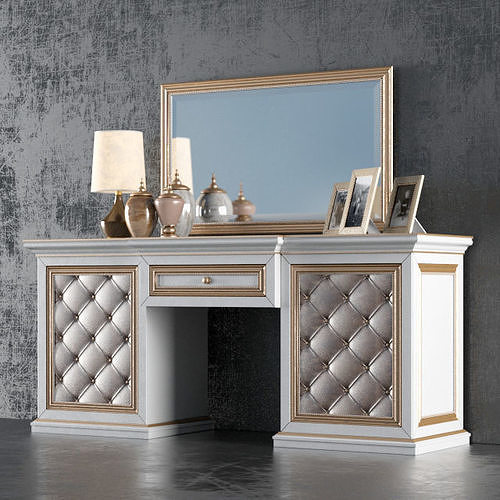 Termo gold desk with mirror 3D model