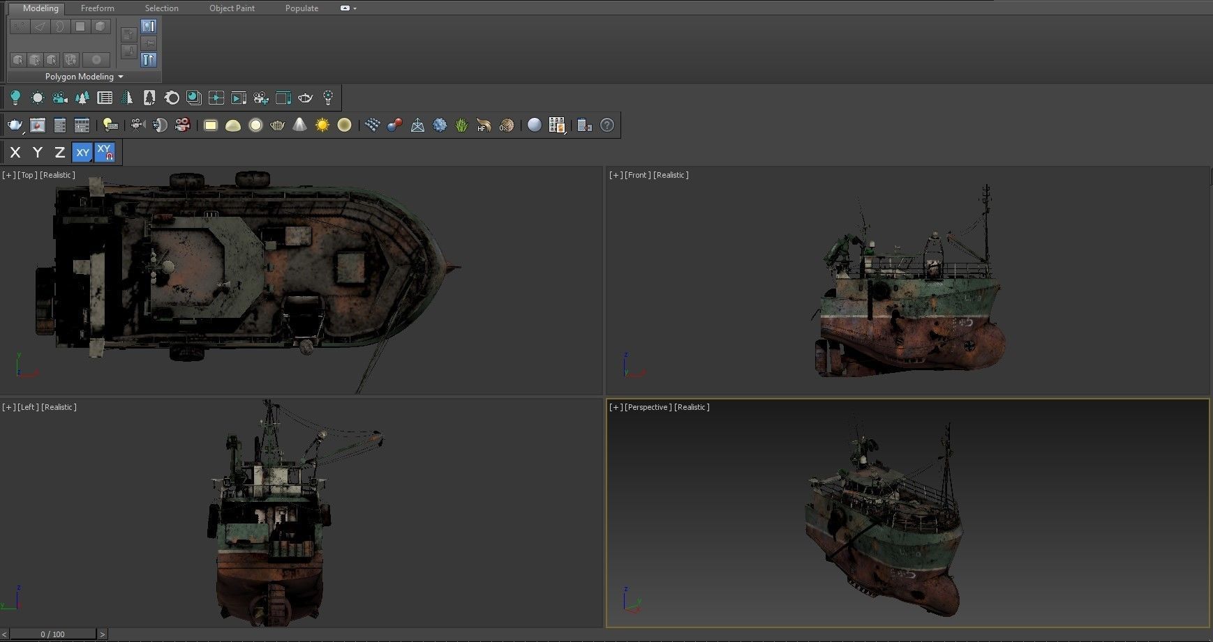 Fishing broken Trawler 3D model_11