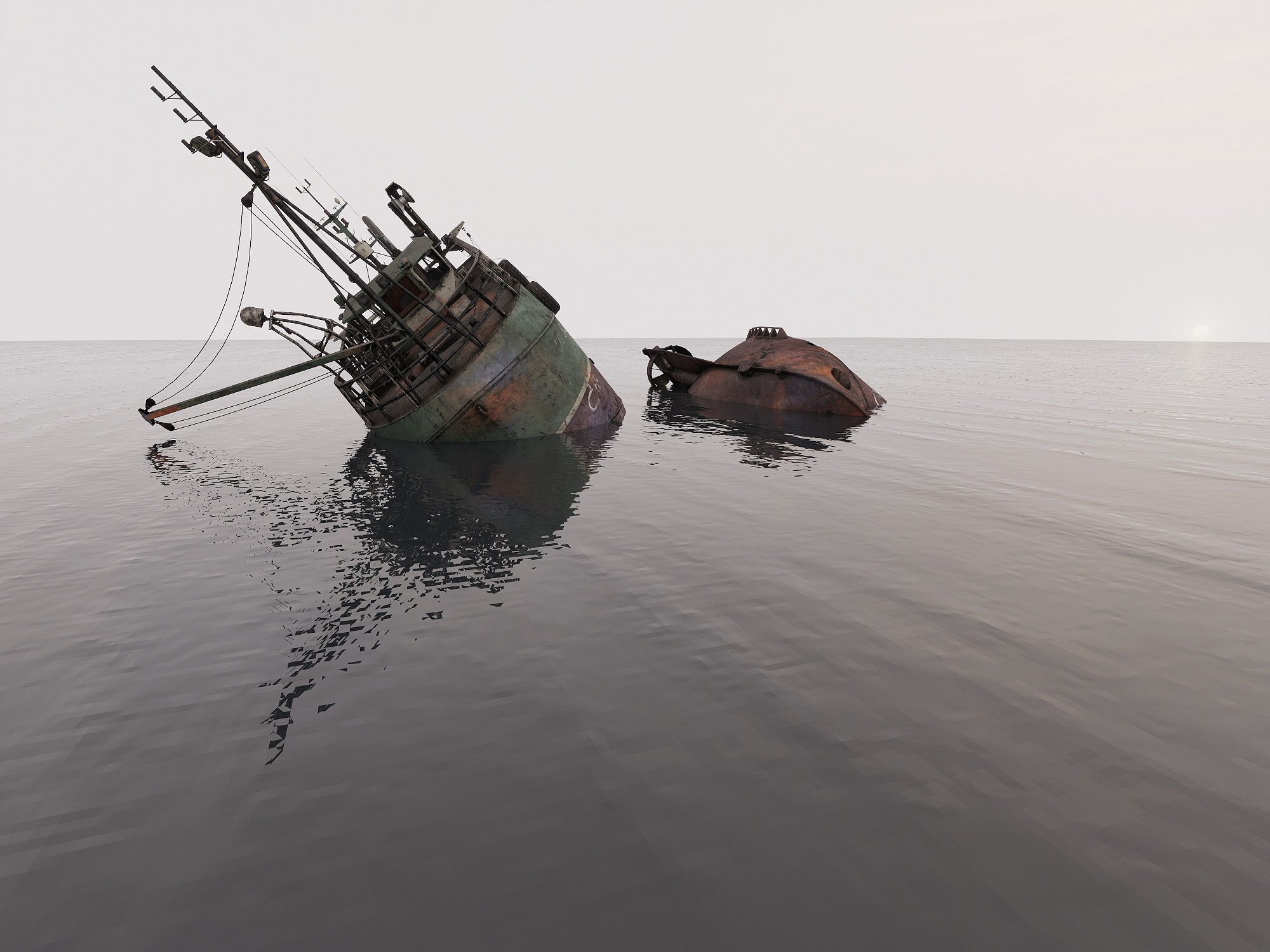 Fishing broken Trawler 3D model_13
