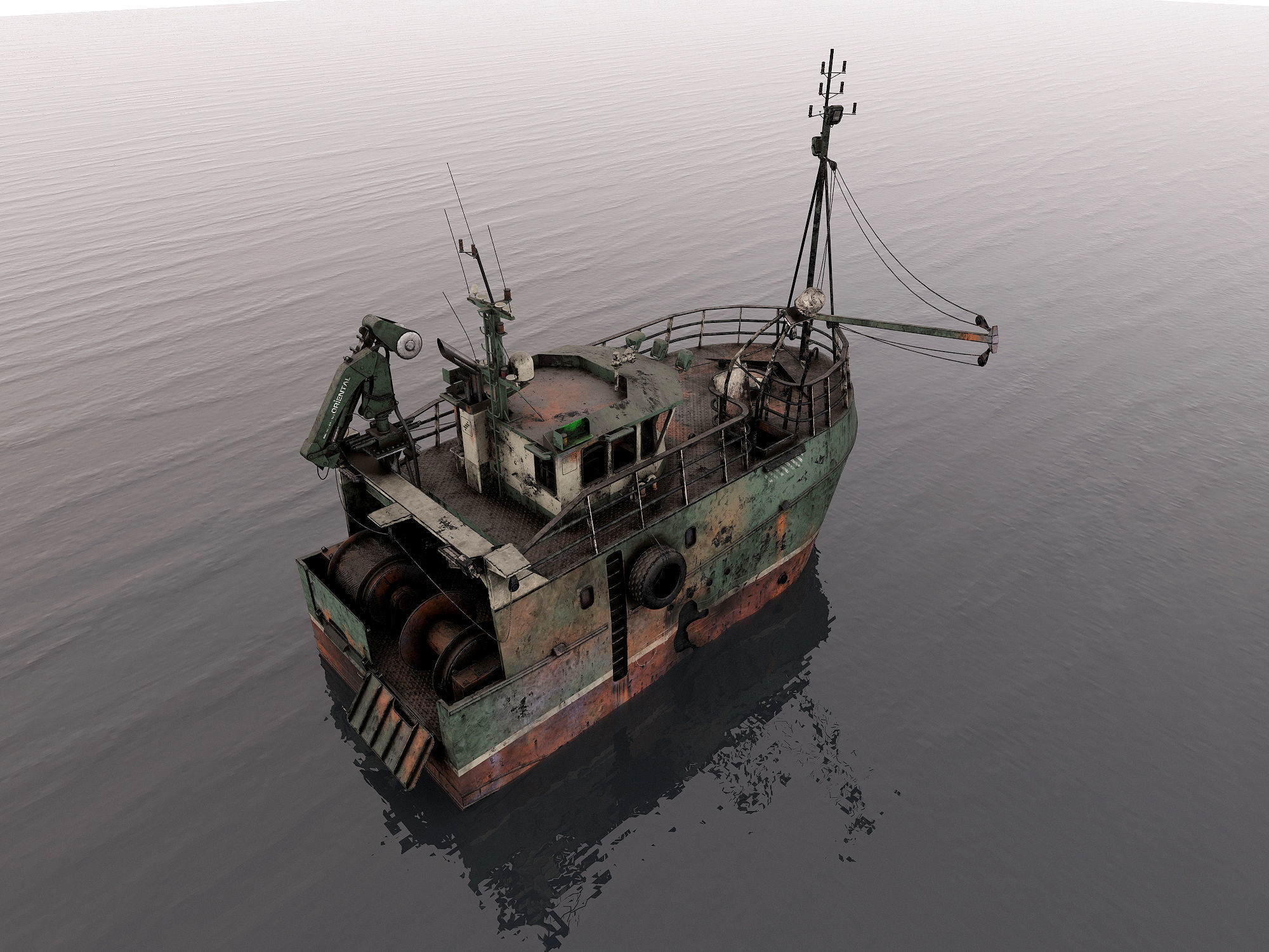Fishing broken Trawler 3D model_15