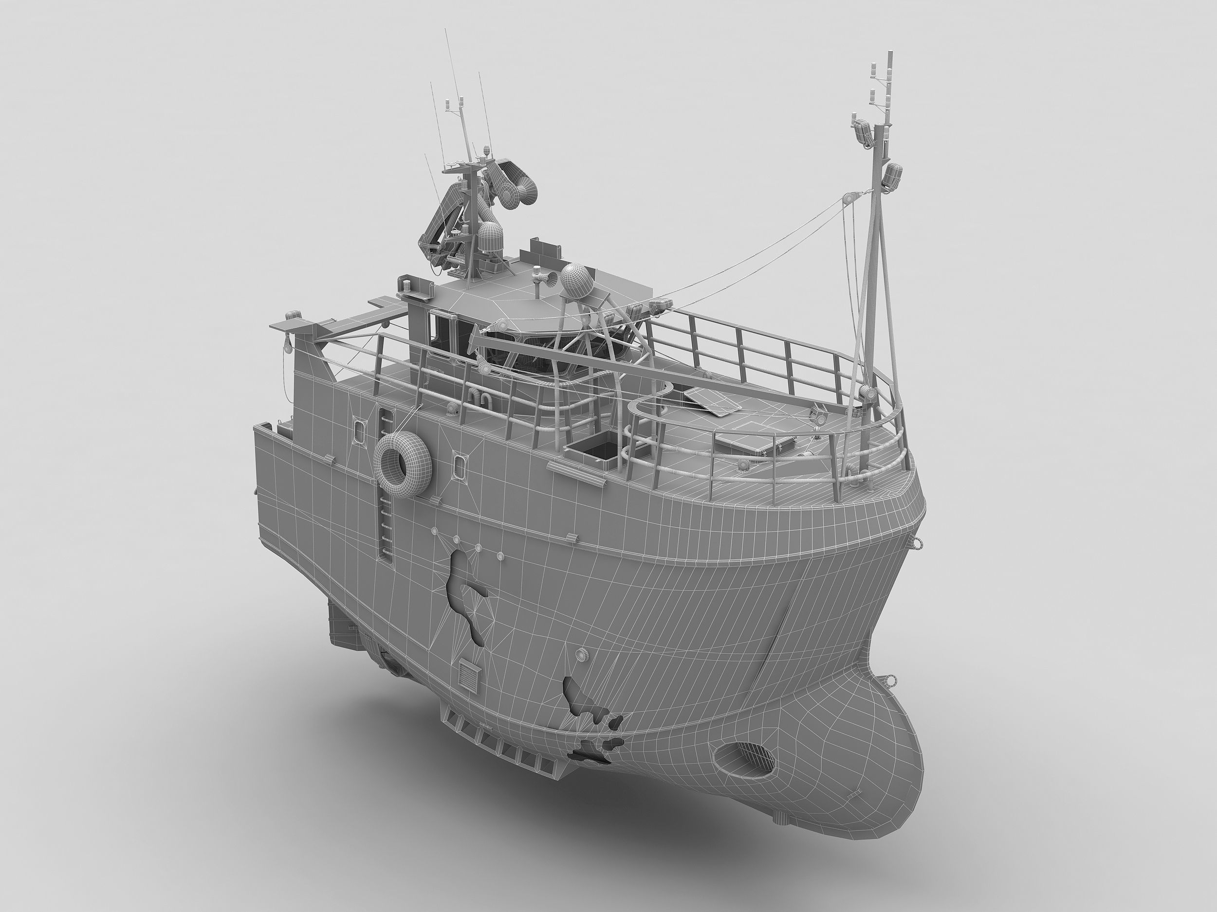 Fishing broken Trawler 3D model_18