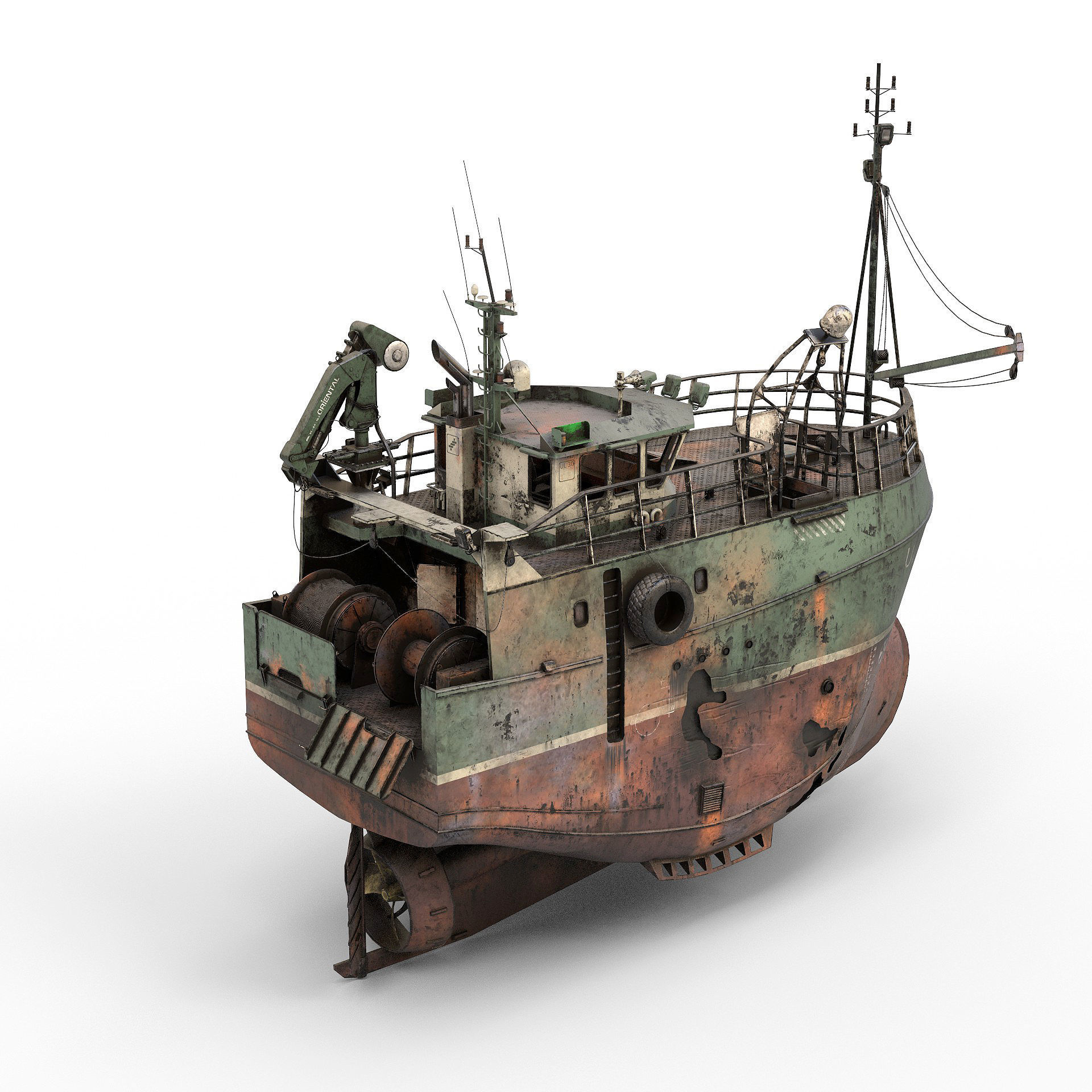 Fishing broken Trawler 3D model_9