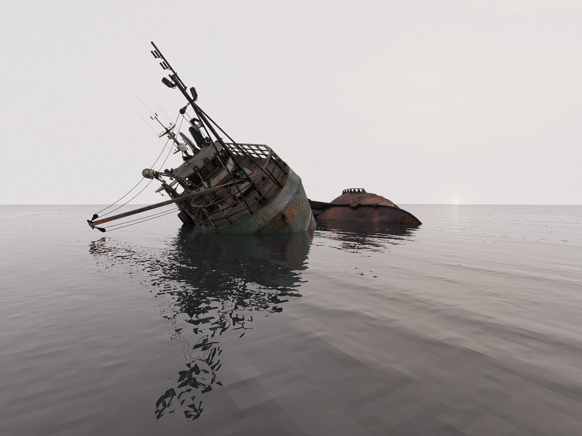 Fishing broken Trawler 3D model_3
