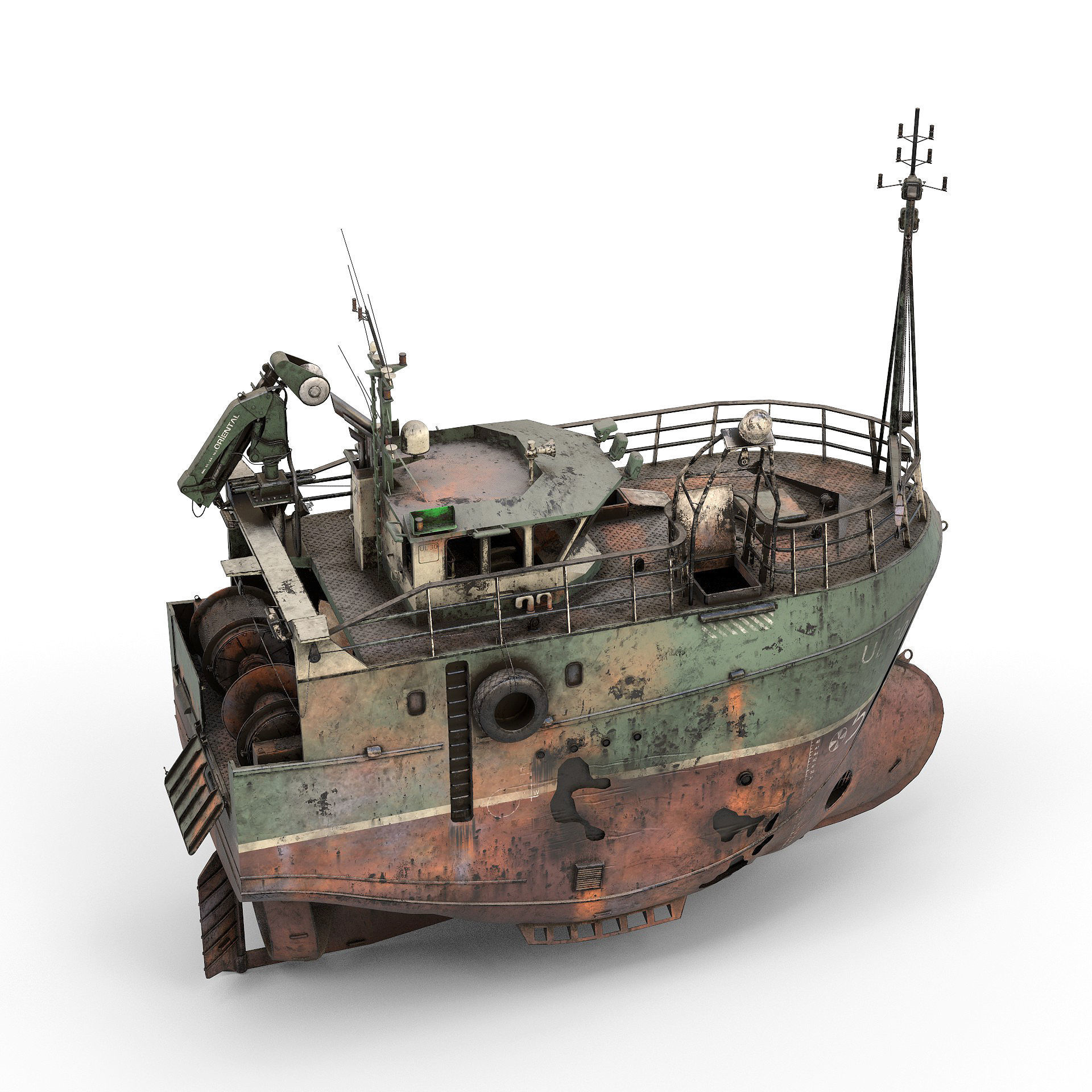 Fishing broken Trawler 3D model_7