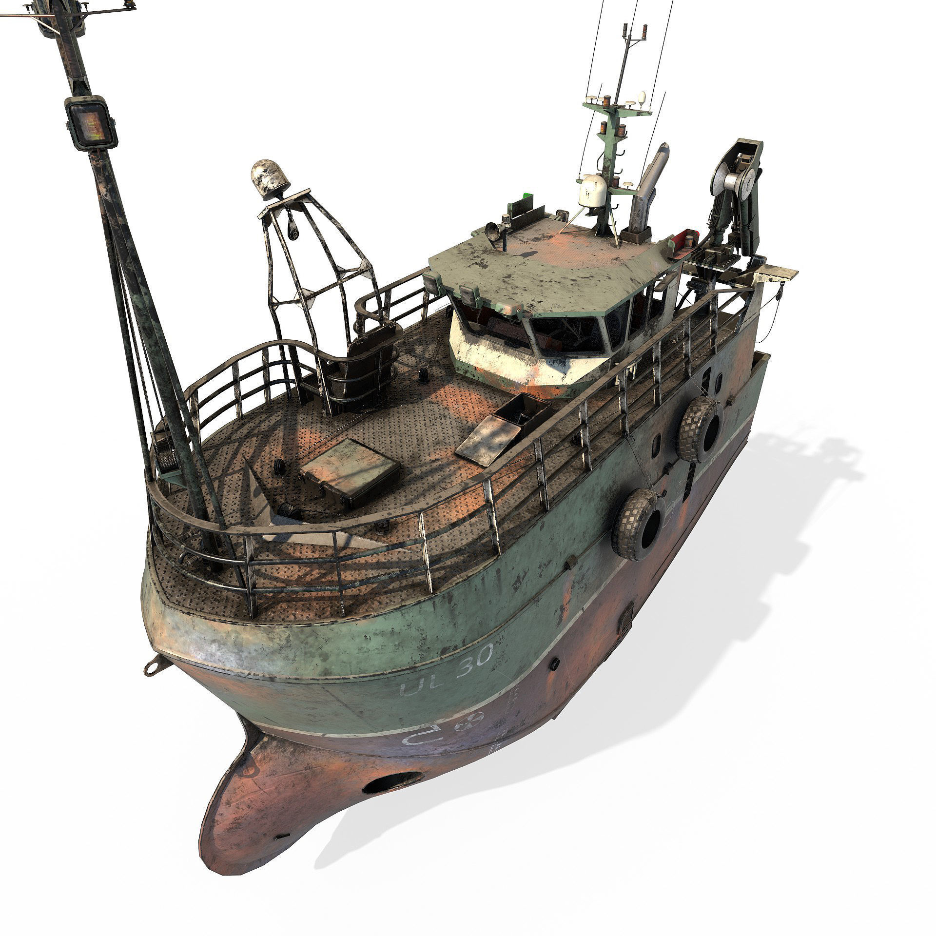 Fishing broken Trawler 3D model_10