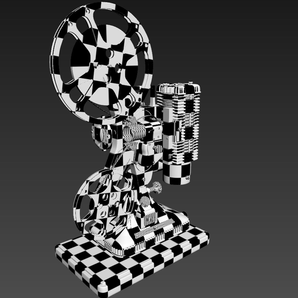 Old 8mm projector Vray 3D model_9