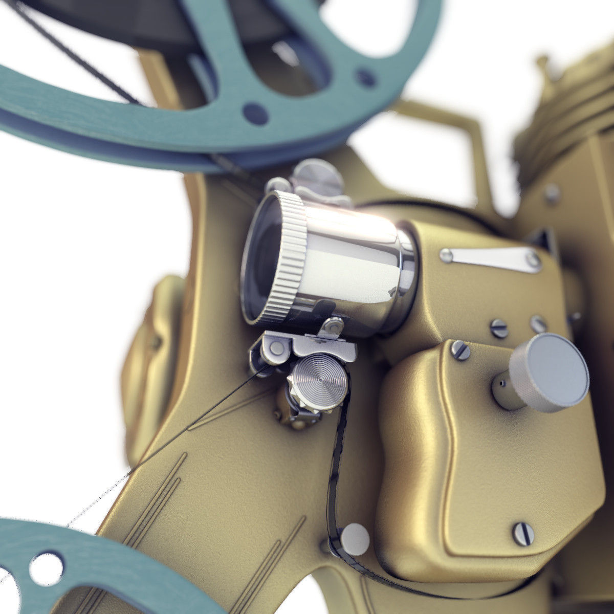 Old 8mm projector Vray 3D model_6