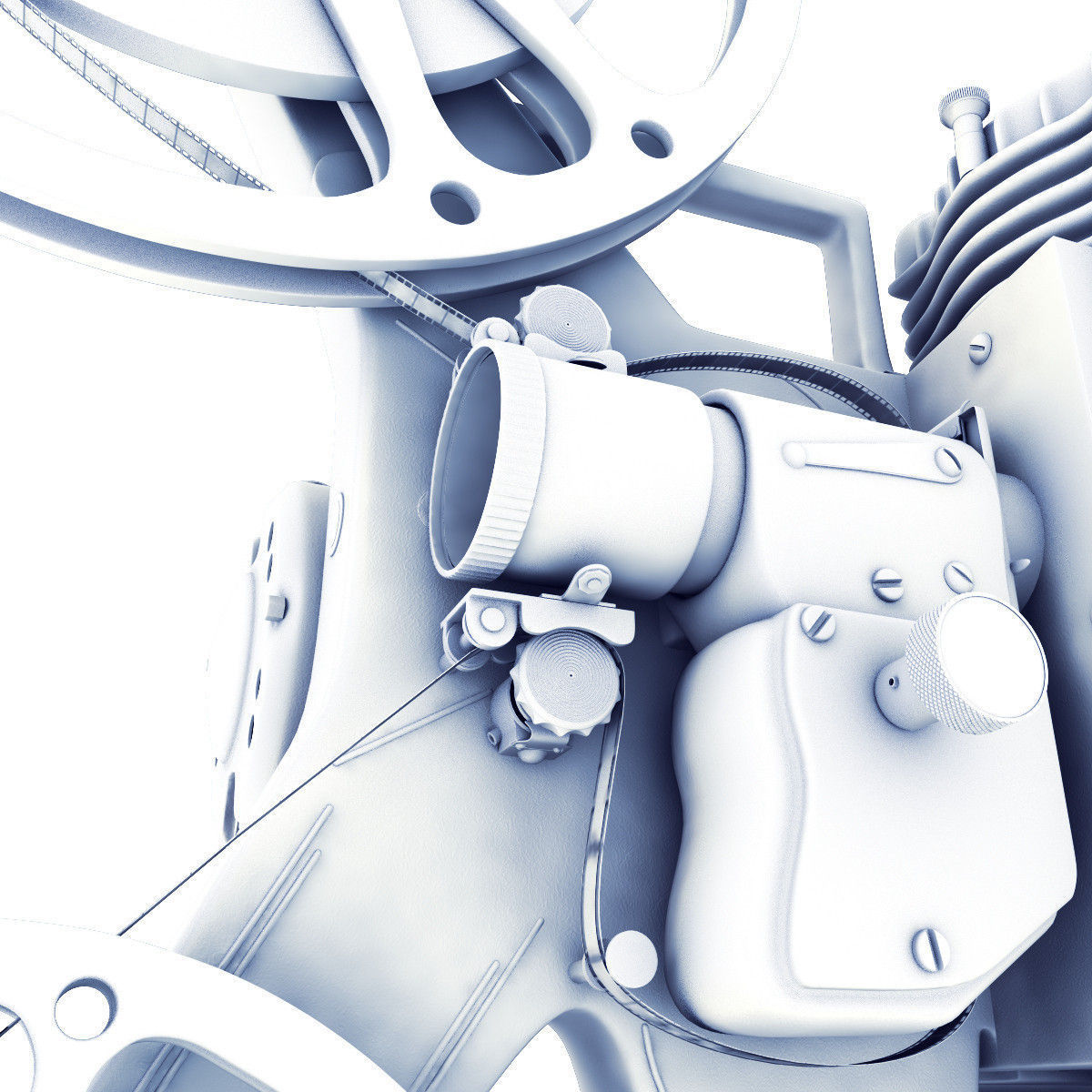 Old 8mm projector Vray 3D model_11