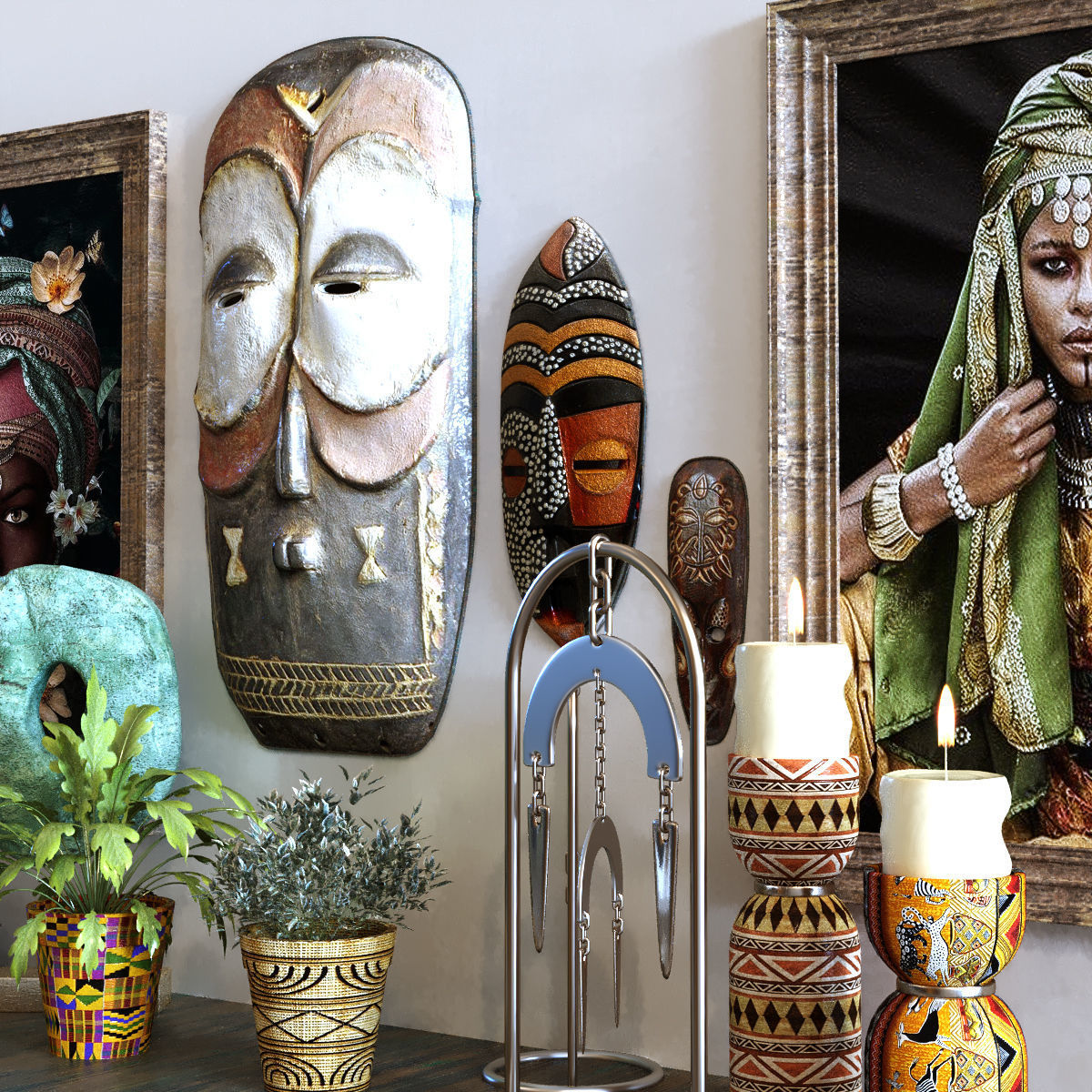decoration set 098 africa art style 3D model_4