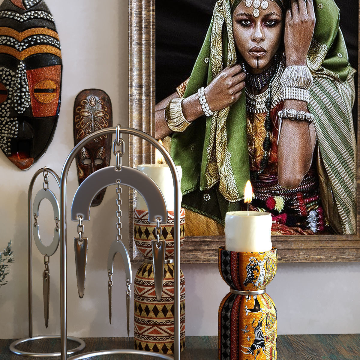 decoration set 098 africa art style 3D model_7