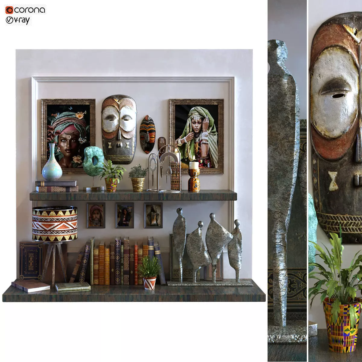 decoration set 098 africa art style 3D model_0