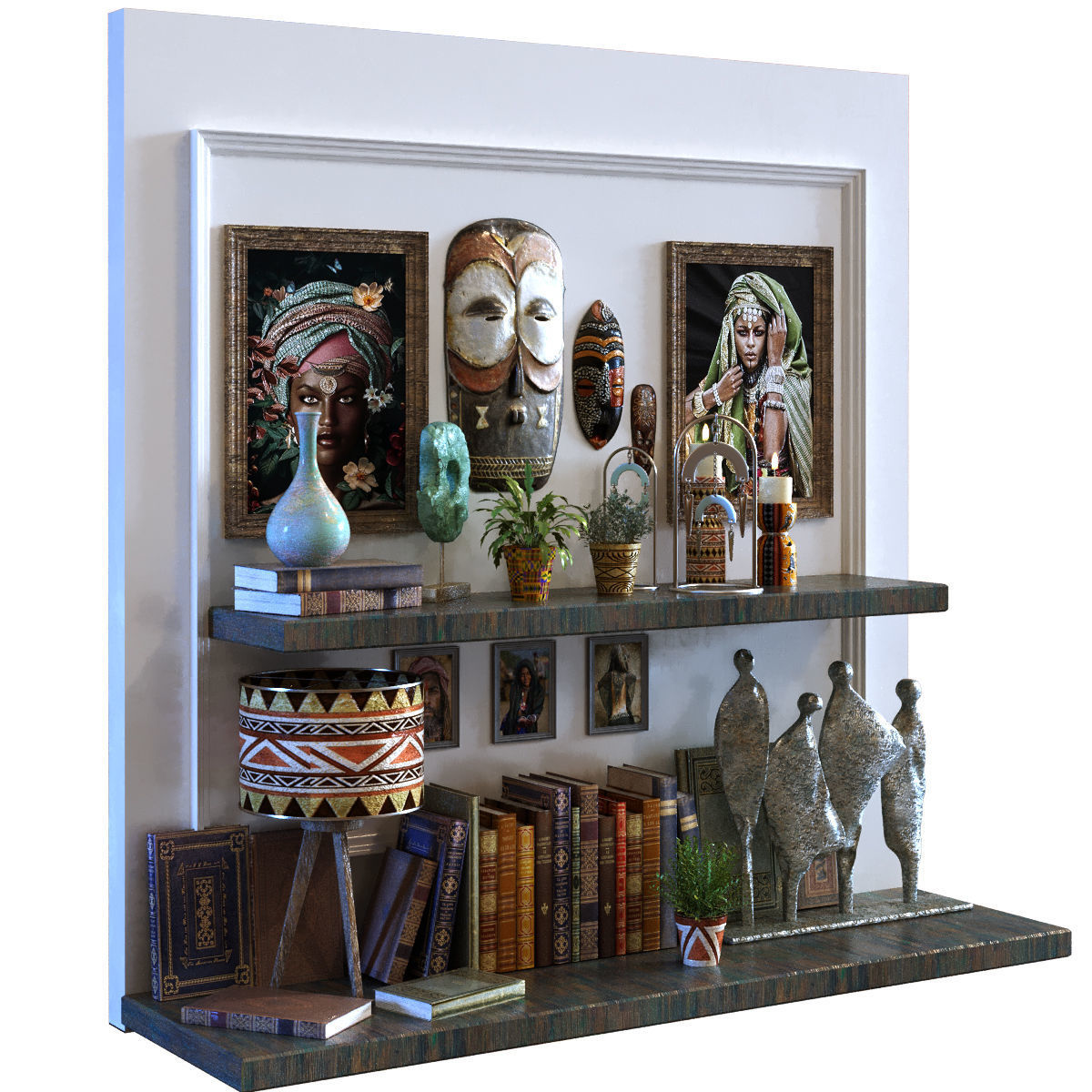 decoration set 098 africa art style 3D model_1