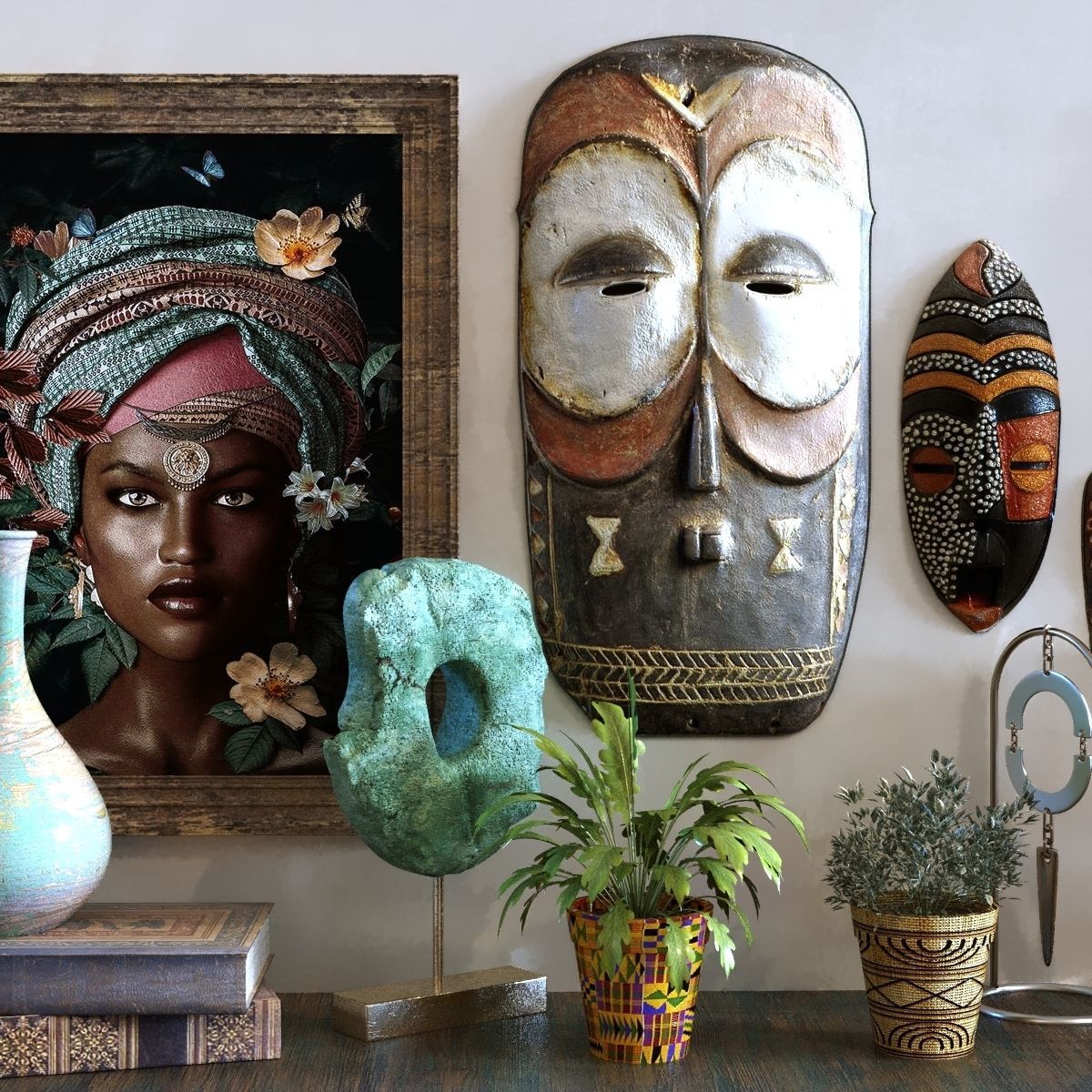 decoration set 098 africa art style 3D model_5