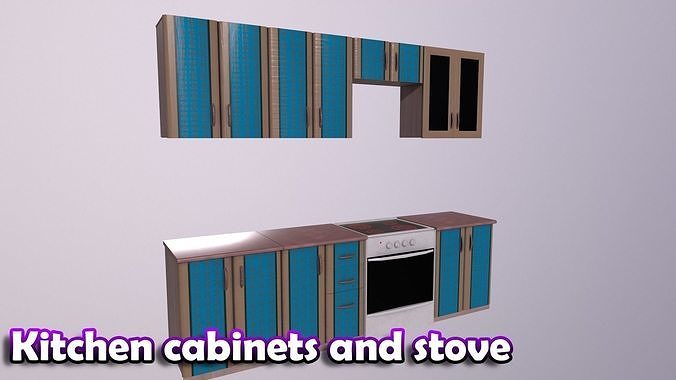 Kitchen cabinets and stove Low-poly 3D model