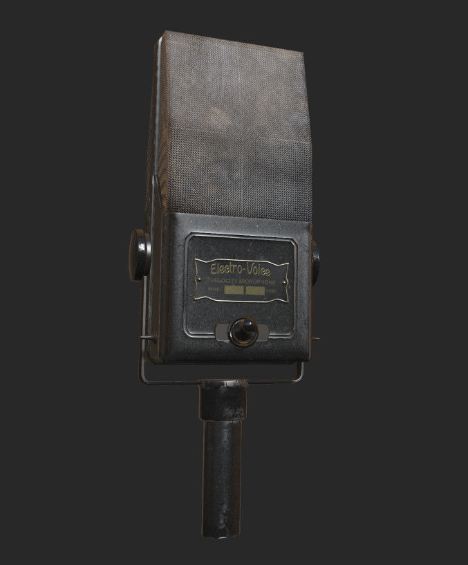 Old microphone Low Poly PBR ready Low-poly 3D model_4