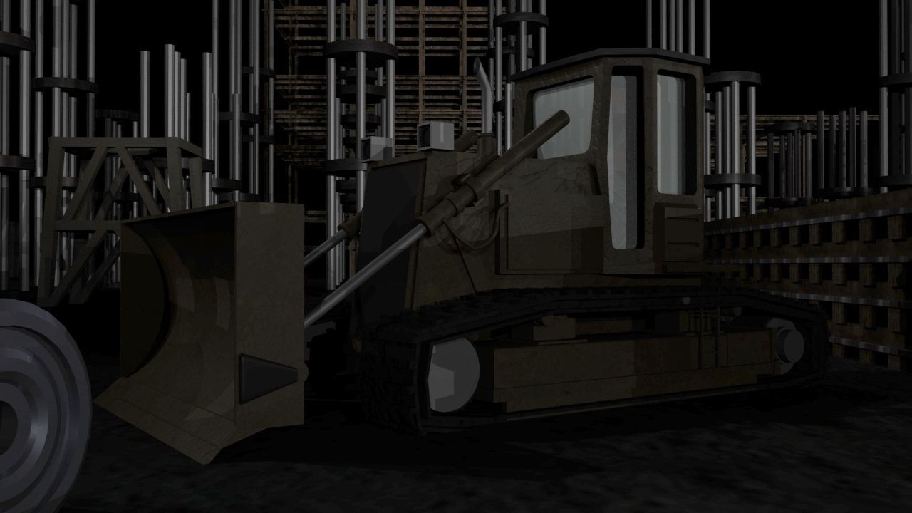 Construction Collection Set site at night 3D model_1