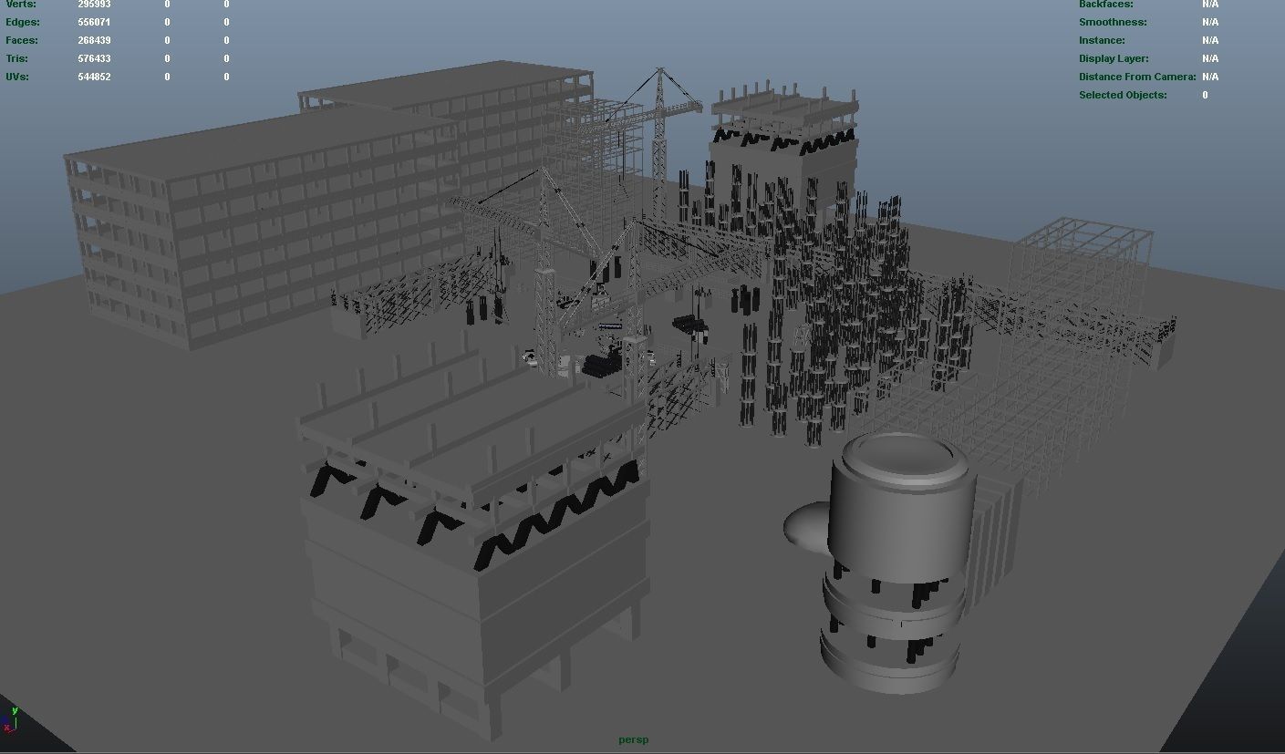 Construction Collection Set site at night 3D model_18