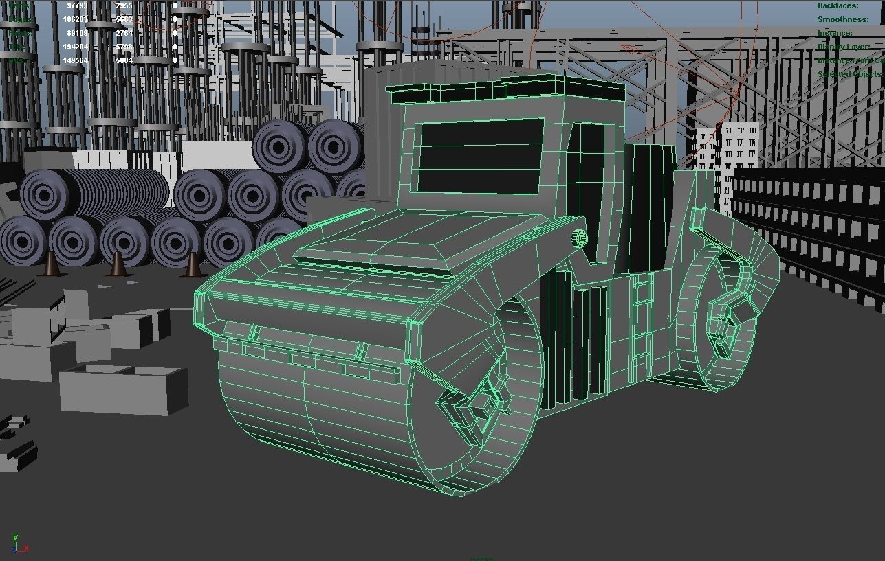 Construction Collection Set site at night 3D model_13