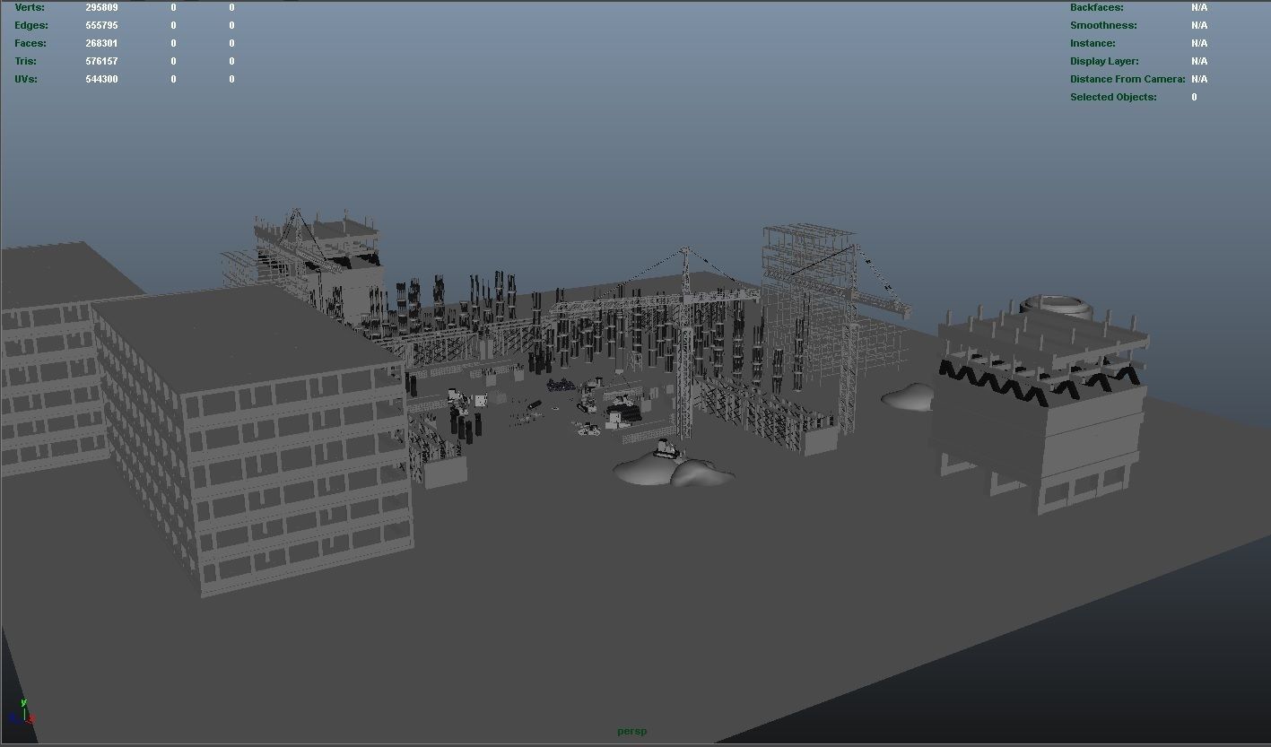 Construction Collection Set site at night 3D model_16