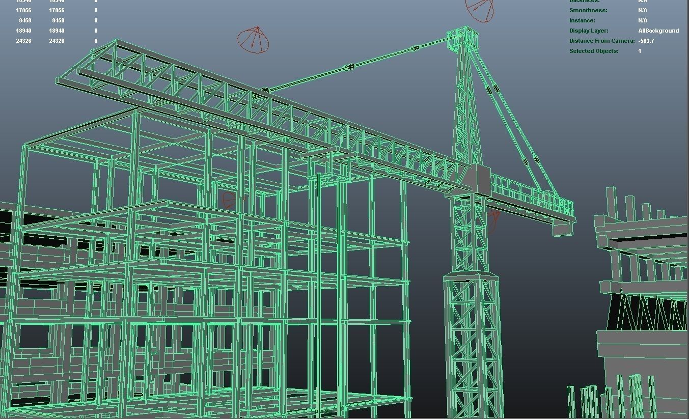 Construction Collection Set site at night 3D model_15