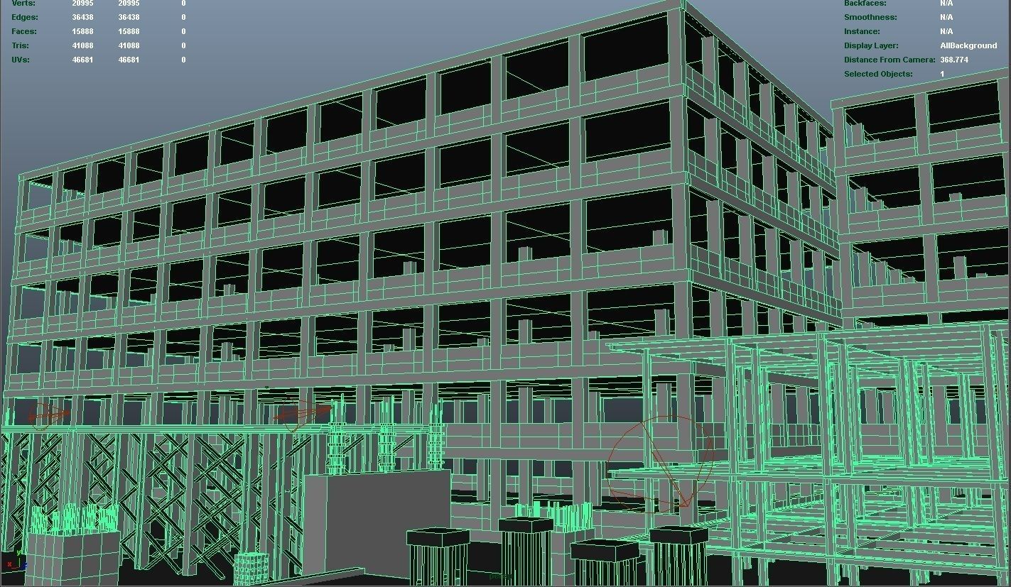 Construction Collection Set site at night 3D model_20