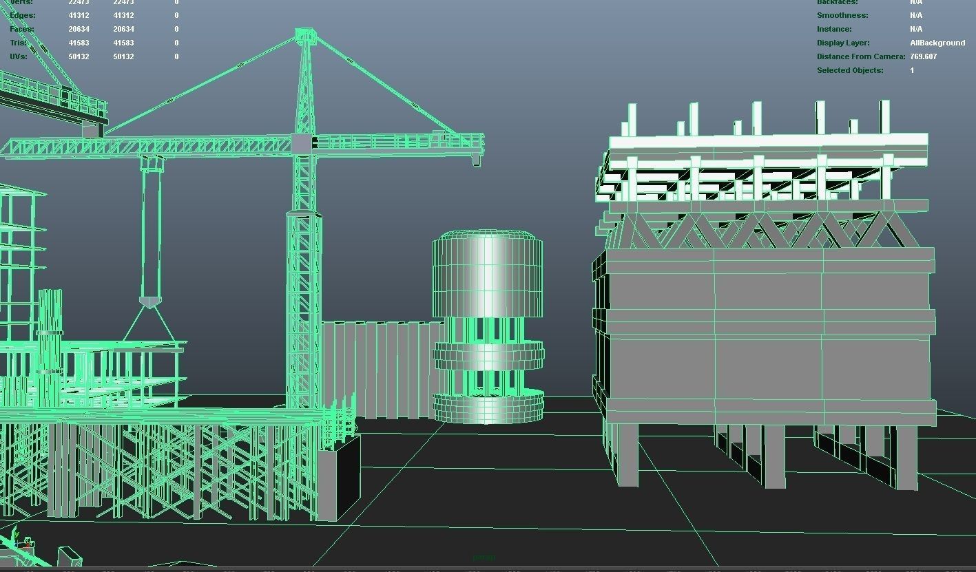 Construction Collection Set site at night 3D model_23