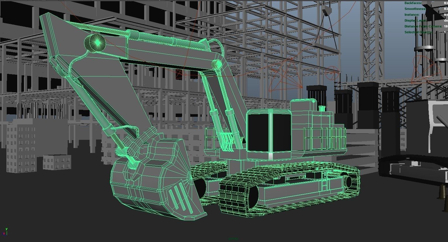 Construction Collection Set site at night 3D model_12