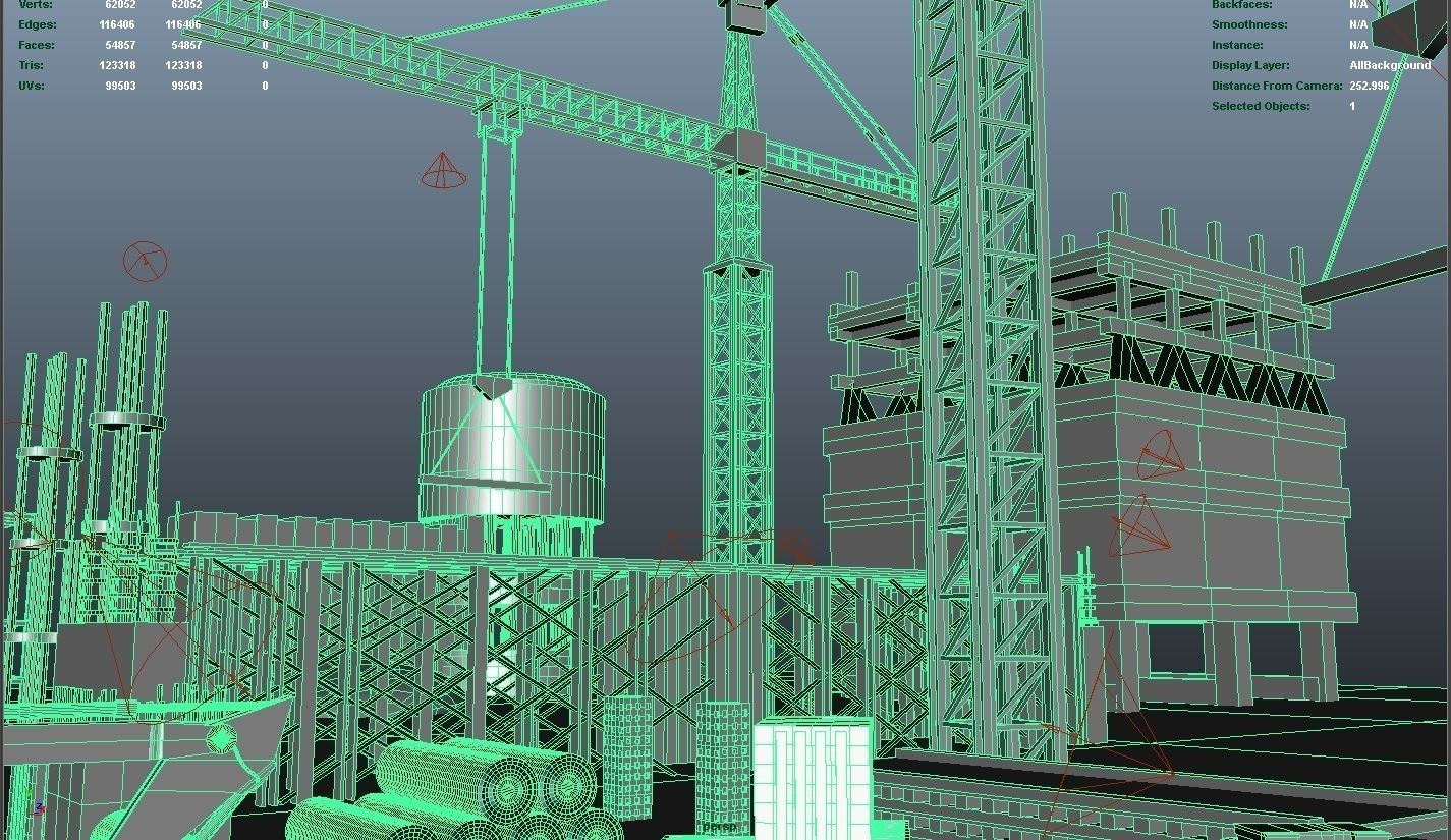 Construction Collection Set site at night 3D model_19