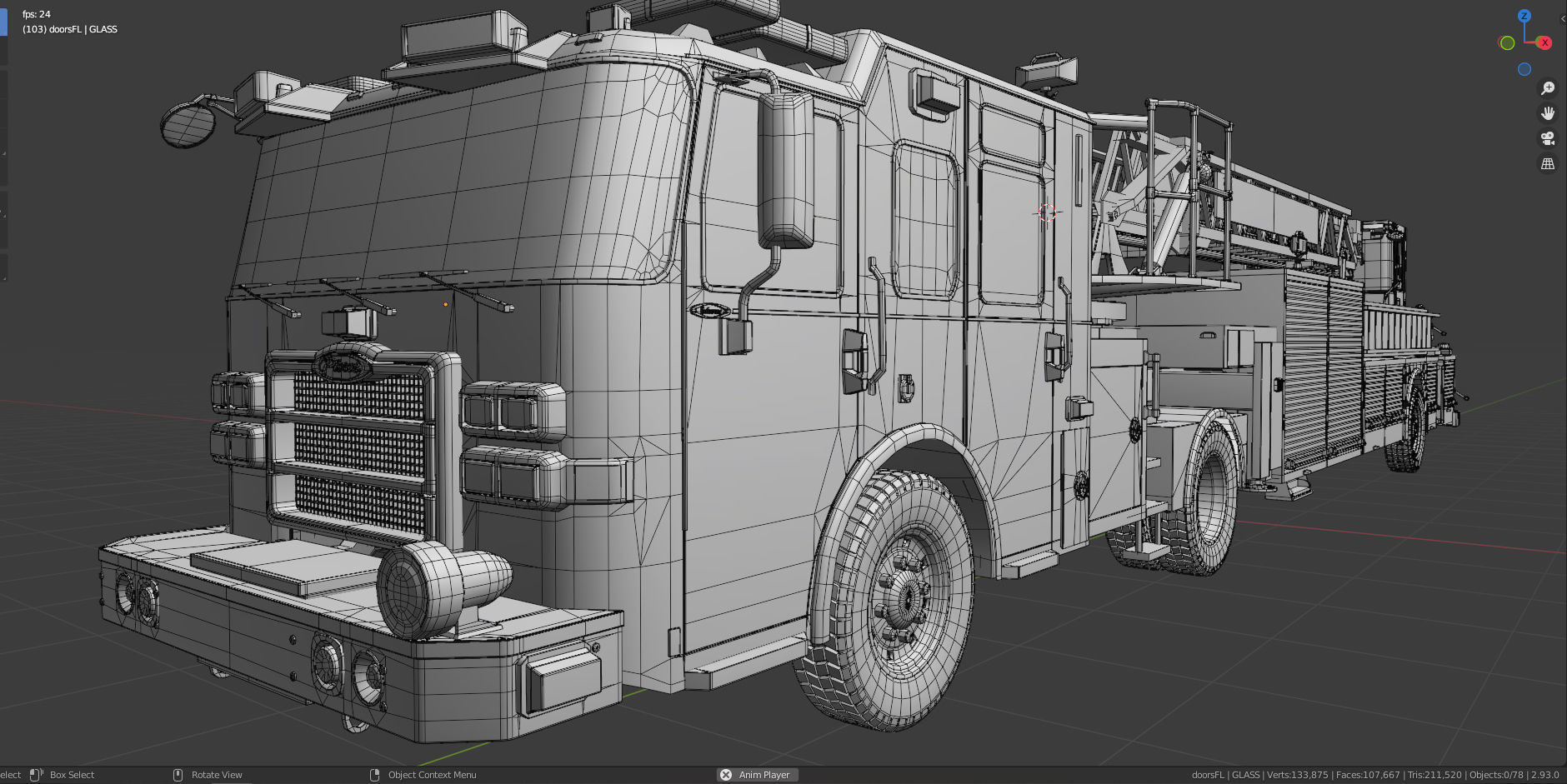 Firetruck Pierce Ascendant 107 Heavy-Duty Tiller Aerial Ladder Low-poly 3D model_10