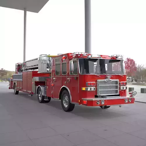 Firetruck Pierce Ascendant 107 Heavy-Duty Tiller Aerial Ladder Low-poly 3D model