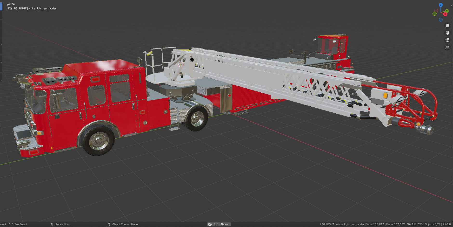 Firetruck Pierce Ascendant 107 Heavy-Duty Tiller Aerial Ladder Low-poly 3D model_23