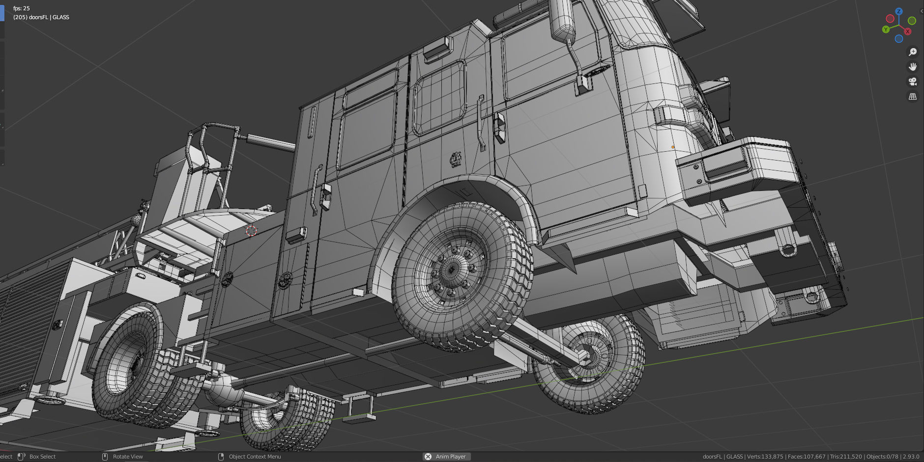Firetruck Pierce Ascendant 107 Heavy-Duty Tiller Aerial Ladder Low-poly 3D model_13