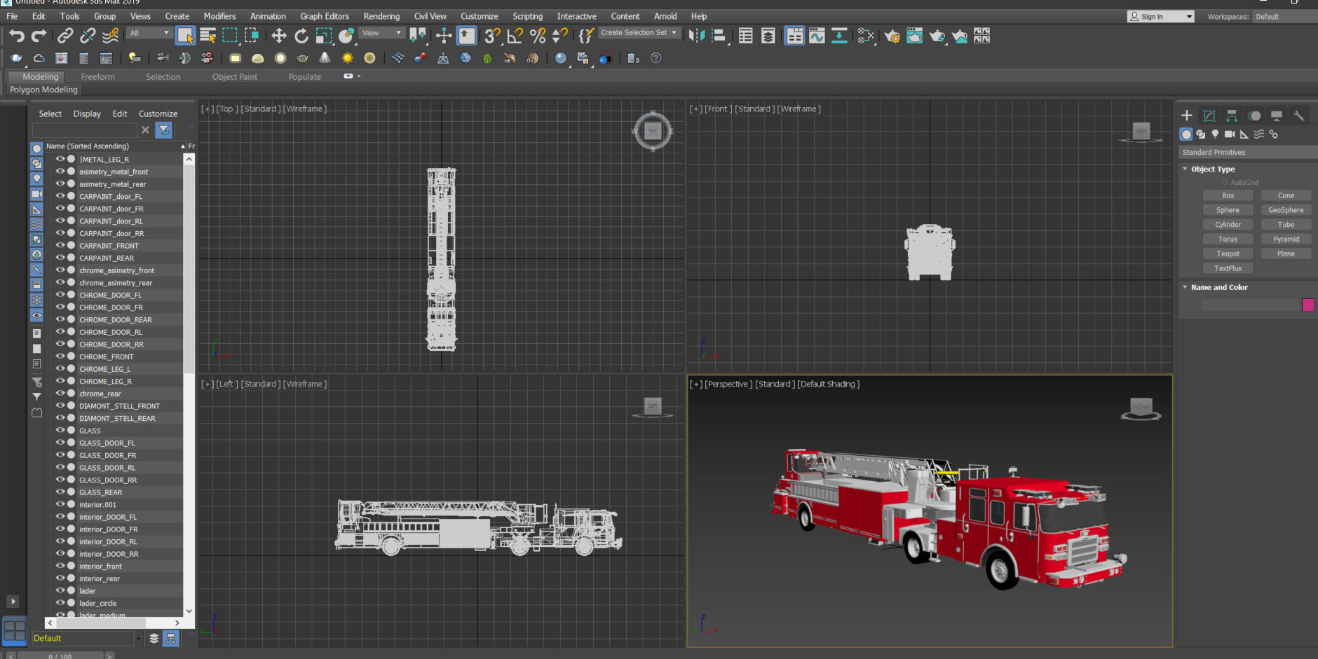 Firetruck Pierce Ascendant 107 Heavy-Duty Tiller Aerial Ladder Low-poly 3D model_26