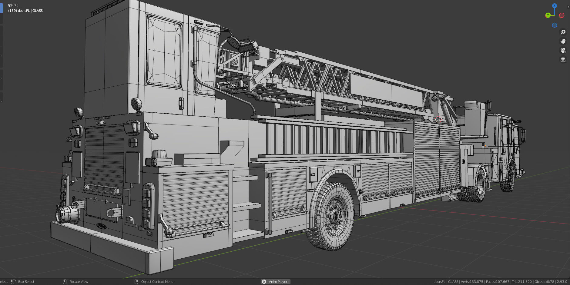 Firetruck Pierce Ascendant 107 Heavy-Duty Tiller Aerial Ladder Low-poly 3D model_14