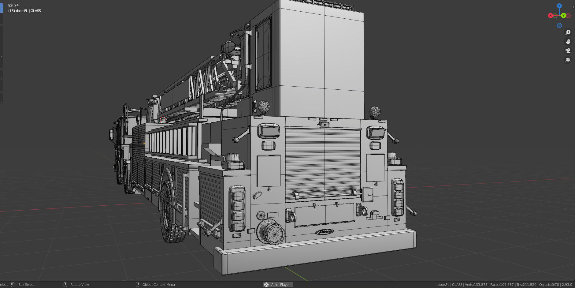 Firetruck Pierce Ascendant 107 Heavy-Duty Tiller Aerial Ladder Low-poly 3D model_29