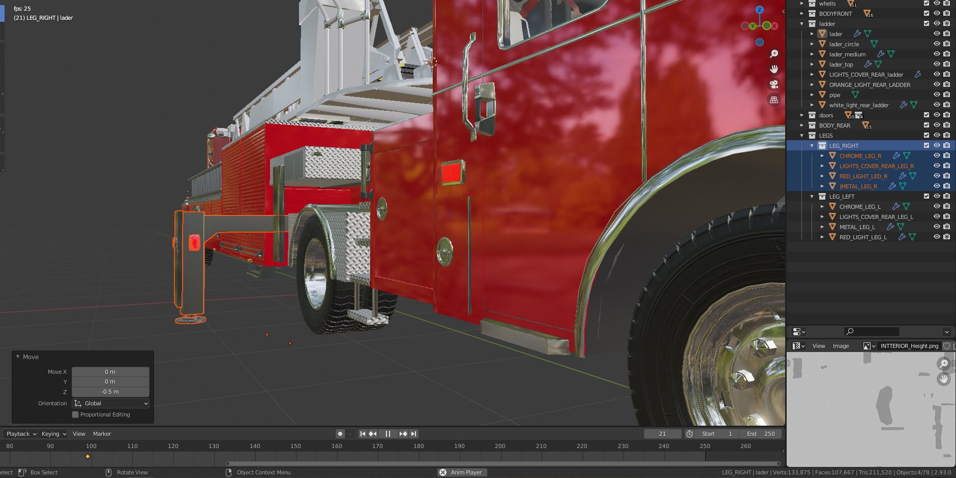 Firetruck Pierce Ascendant 107 Heavy-Duty Tiller Aerial Ladder Low-poly 3D model_22