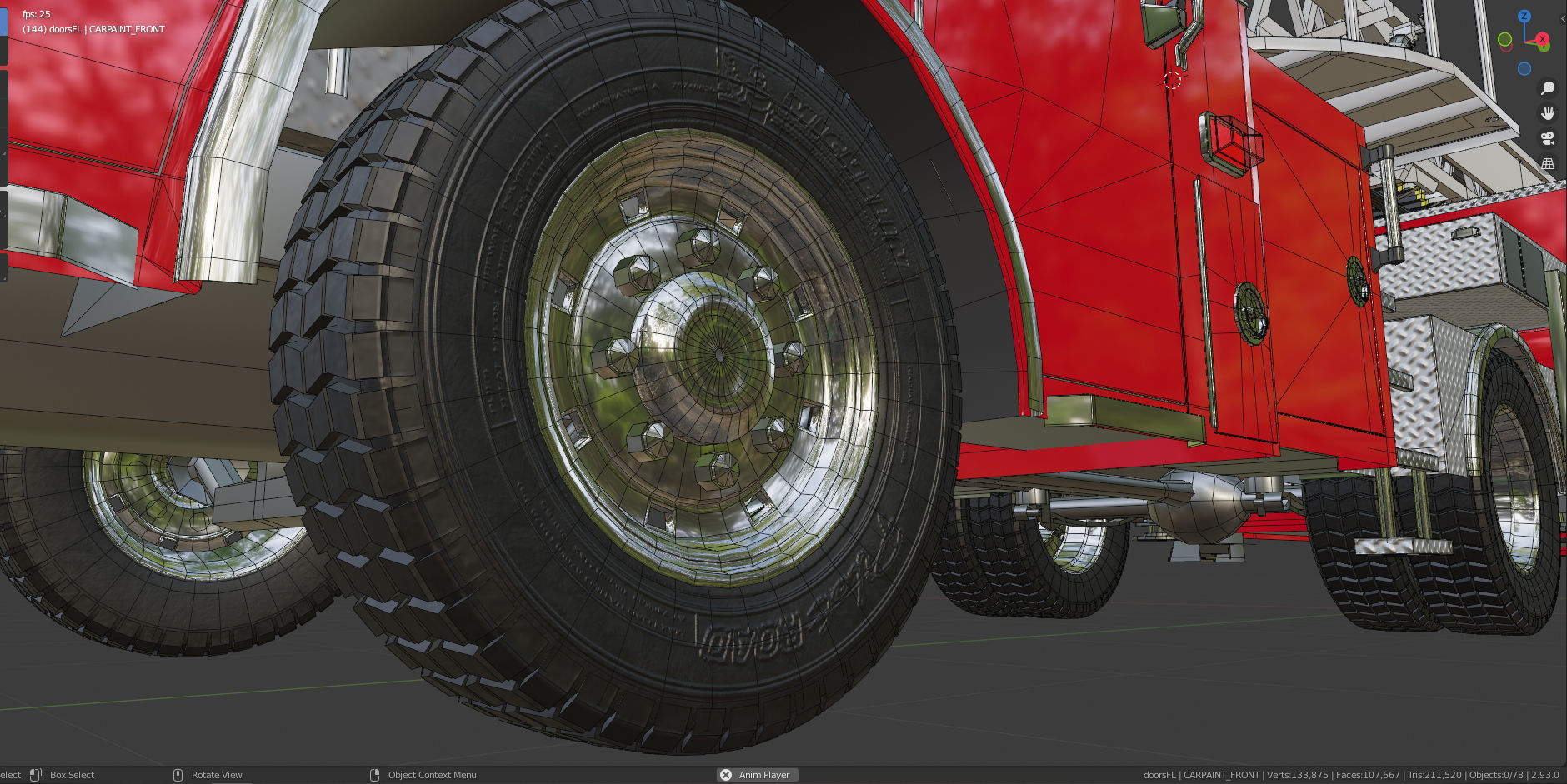 Firetruck Pierce Ascendant 107 Heavy-Duty Tiller Aerial Ladder Low-poly 3D model_21