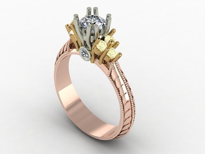 solitare style ring for wedding 3D print model